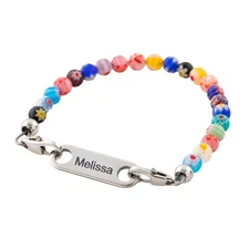 Colourful Personalised Bracelet For Girls Beaded Personalised Charm UK Bonbon