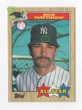 Don Mattingly TRIPLE Error  1987 Topps All-Star -- No TM, halo dot, wing snow