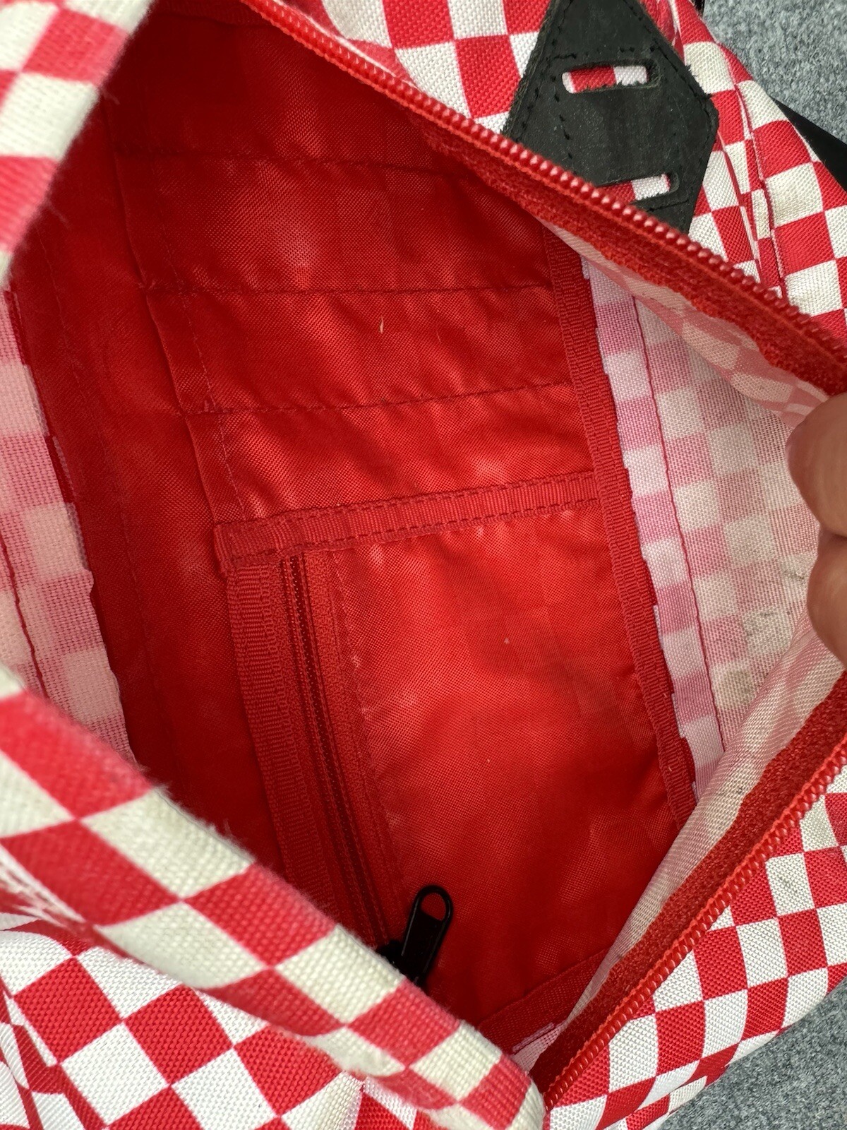 Vans Back Pack Checkered Back Pack Red White - image 11