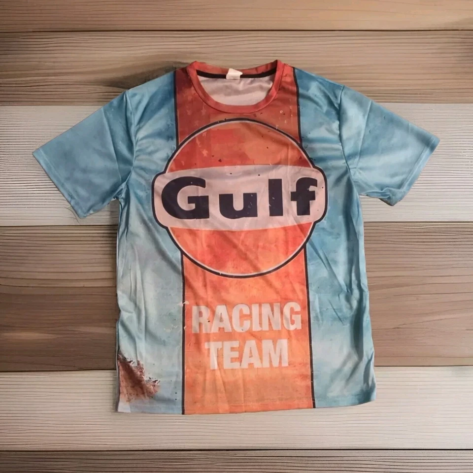 CAMISETA DE POLIÉSTER GULF RACING TEAM PARA HOMBRE TALLA GRANDE Gulf Oil And Gas L 2 Caras Foto 4 de 4
