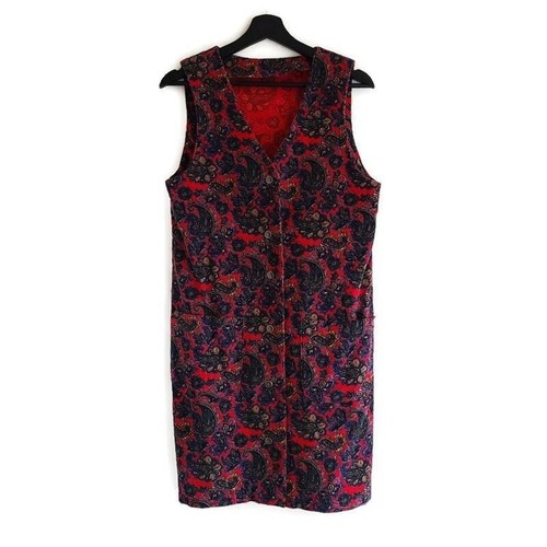 Abito maglione velluto a coste vintage Academia Paisley busto 34" senza maniche fatto in casa - Foto 2 di 12