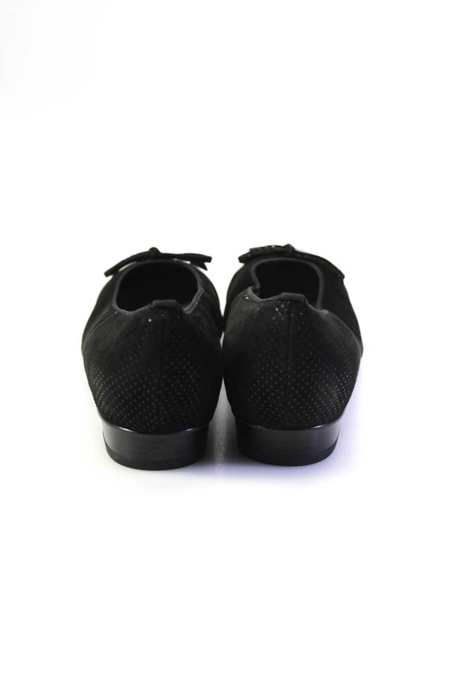 Ara Mujer Gamuza Lunares Punta Redonda Cuero Lazo Pisos Negro Talla 7 Foto 3 de 4