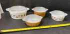 vintage Pyrex casserole serving dish brown white w/ lid lids lot of 4 collection