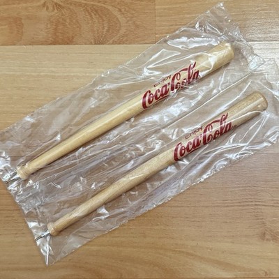 Vintage Coca Cola Mini Wood Baseball Bat Pen 8.5  Lot of 2 NOS *READ DESCRIPTION