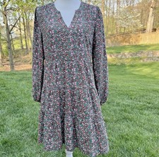 Matilda Jane Large Floral Rayon Tiered Maxi Dress Pink Green Small Flowers Boho