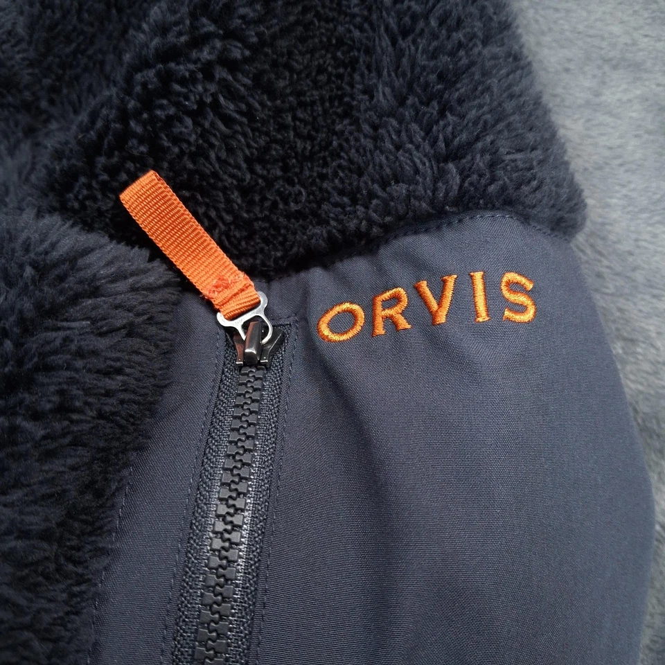 Orvis Sherpa Fleece Pullover Mens Large Charcoal Gray High Pile Quarter Zip - Image 2 of 4