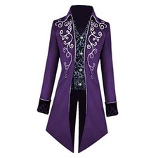 Mens Medieval Steampunk Tailcoat Jacket Vampire Costume - Gothic Medium Purple