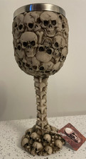 NEW Resin & Metal SKULL Goblet Wine chalice Glass Cup Skull Gothic ideal Gift