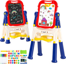 Easel for Kids Toys,Double-Sided Magnetic Kids Chalkboard and Dry Erase Boards,T