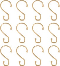 12 Pack S-Hook Shower Curtain Rings Bathroom Metal S Shaped Hooks Easy Glide to