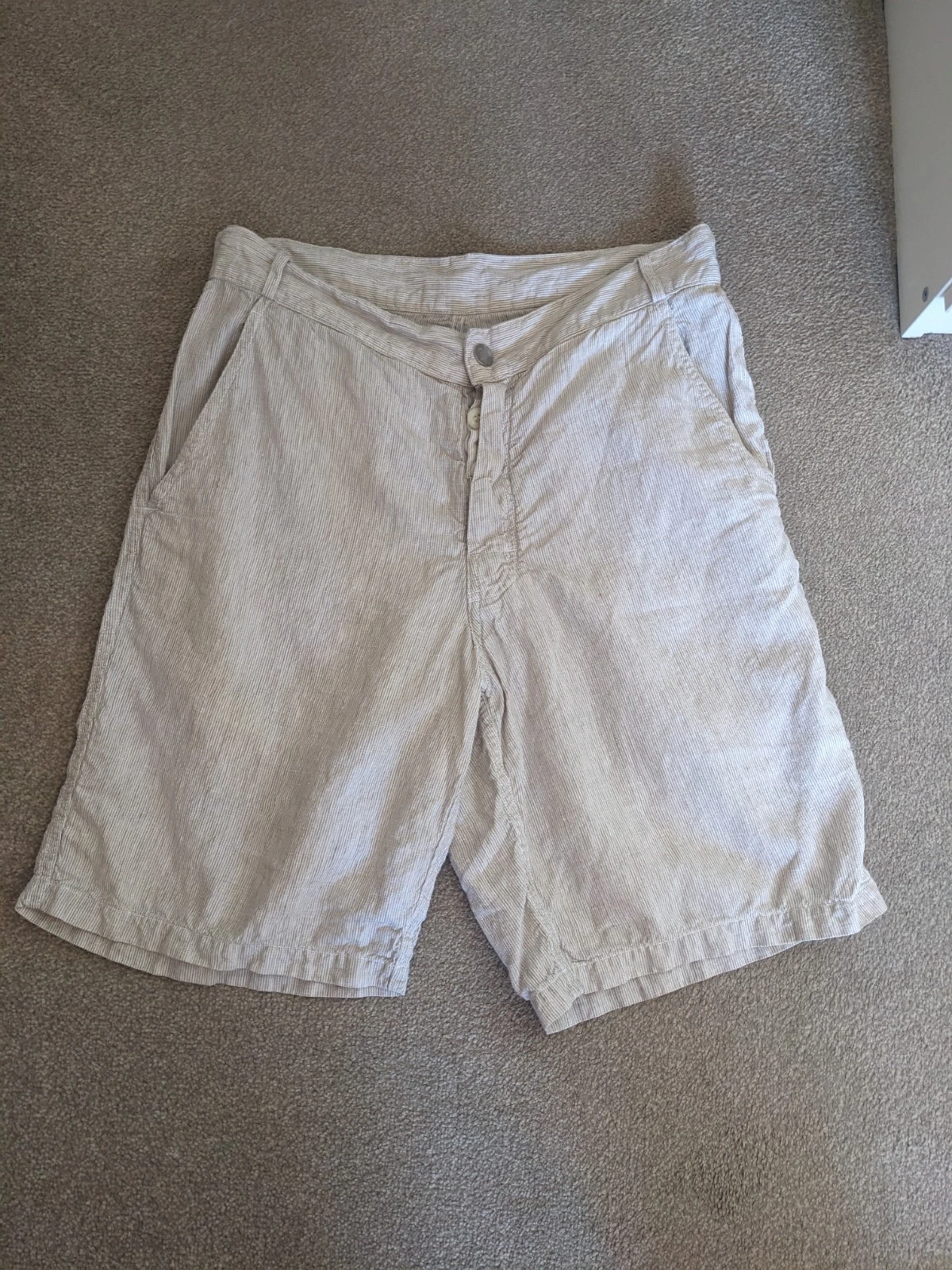 Vilebrequin Linen Beige Pocket Button Fly Chino Shorts W32