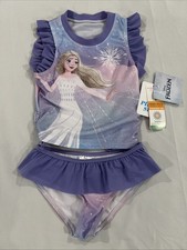 3T Disney Frozen Swimsuit Elsa Tankini Toddler Girls Purple NWT