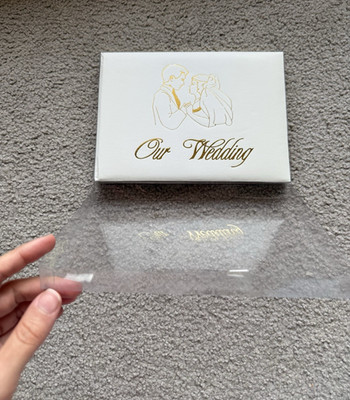 Our Wedding reception Guest Book White Gold Foil Gilded Edge Hardcover NEW Box