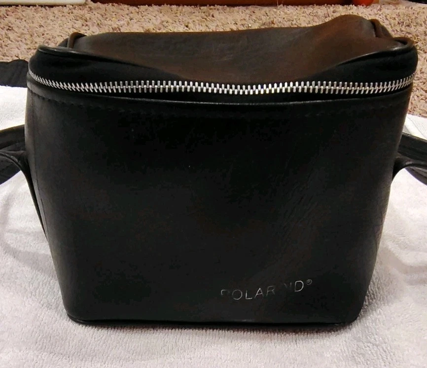 Bolsa de transporte vintage años 70 Polaroid negra vinilo cámara estuche 188 original B22 Foto 4 de 4