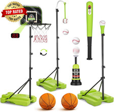 4 in 1 Kids Basketball Hoop and Tball Set for Kids 3-5, Adjustable Height Toddle