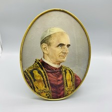 Vintage Paul VI Oval Portrait Wall Hanged Gold Tone
