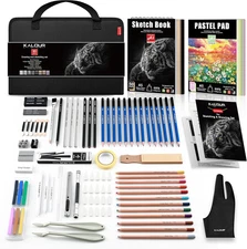 95-Piece Sketching and Drawing Art Set with 3-Color Sketch Book and Pastel Paper
