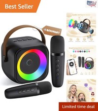 Kids Karaoke Machine: Portable Bluetooth Speaker with 2 Mics  Colorful Lights
