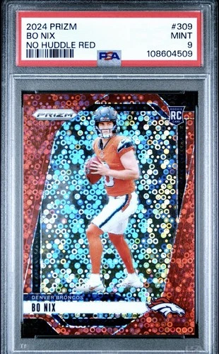 2024 Panini Prizm Rookie Bo Nix #309 No Huddle Red  /75 PSA 9 RC SSP