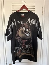 Taz Basketball Looney Tunes 1996 Vintage All-Over Print T-Shirt Black, Size Xl