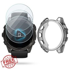Garmin Fenix 8 51mm Screen Protector and TPU Case, Tempered Glass