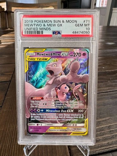 Mewtwo & Mew GX Pokemon Sun & Moon Unified Minds 71/236 PSA 10 (Gem Mint)