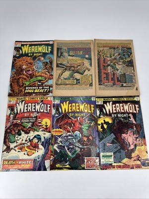 Low Grade Lot Of 6 Werewolf by Night #27 31 34 35 & 28/29 Coverless 1974 Ploog
