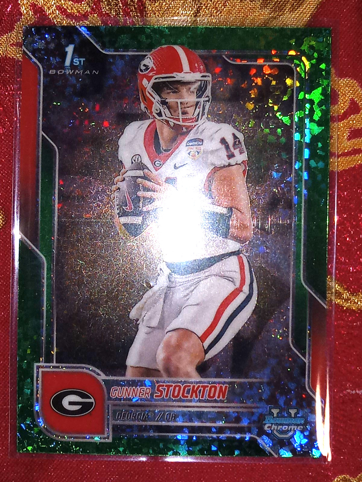 Gunner Stockton 2025 1st Bowman U Chrome Football Green Mini-diamond 93/99 #131