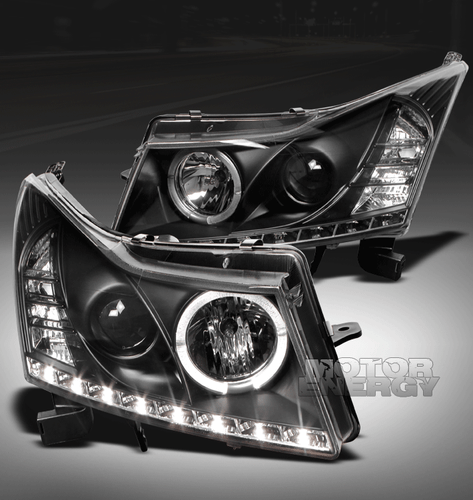 11-14 CHEVY CRUZE HALO DRL LED BLACK PROJECTOR HEADLIGHTS LAMP SIGNAL LEFT+RIGHT - Bild 1 von 2