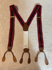 Brooks Brothers Red/Blue Suspenders Button-On Leather Trim YBack Men's SizeL GUC