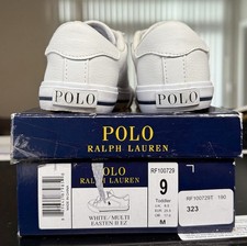 Polo Ralph Lauren Little Boys Easten II EZ Sneakers Kids Sz 8 White