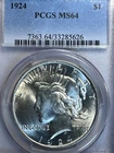 1924 PEACE DOLLAR  PCGS  64      BEAUTIFUL BLAZER