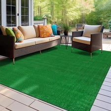 Rugshop Outdoor Carpet Rug Artificial Turf Solid Grass Indoor Outdoor Rug Green