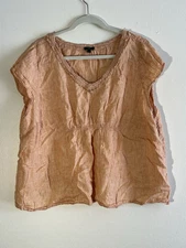 Talbots Woman Linen Top 24W Soft Orange Pullover Shirt