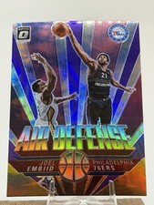 2021-22 Donruss Optic Joel Embiid Air Defense Purple Holo #5 Philadelphia 76ers