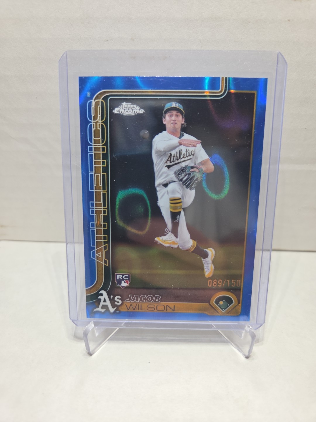 Jacob Wilson 2025 Topps Chrome Blue Refractor 089/150 RC ROOKIE #96 ATHLETICS