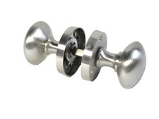 Satin Nickel Round Door Knob Set - Victorian Style Sprung Internal & External