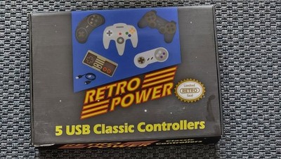 Retro Power 5 USB Controllers Set, Plug & Play, PC Windows RetroPie Mac
