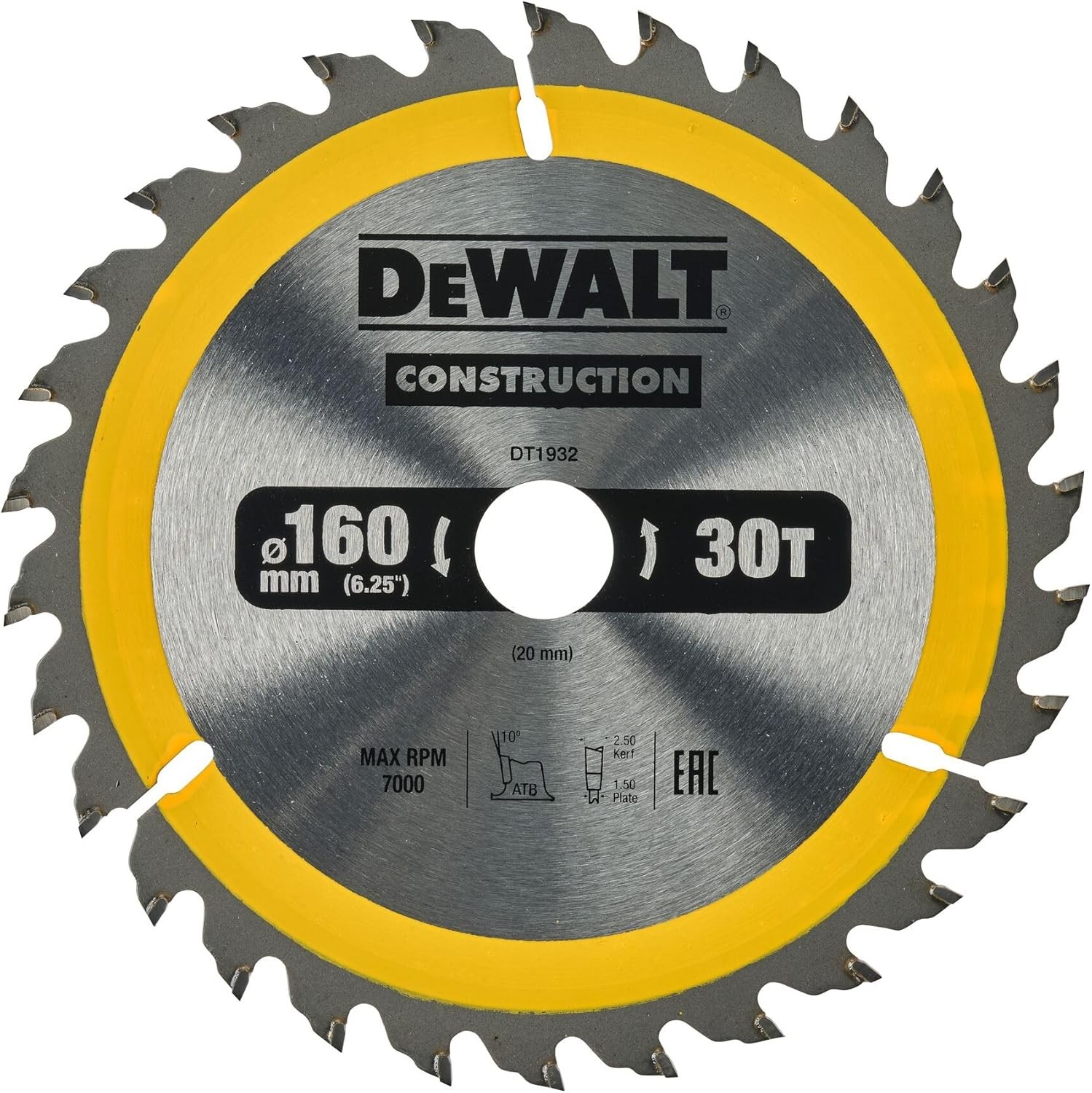 DeWalt DT1932-QZ Lama Sega Circolare 160x20mm 30T Legno Chiodato