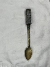 CUILLÈRE SOUVENIR MEXICAINE VINTAGE EN ARGENT STERLING AVEC TOTEM sculpté