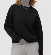 Champion Women Black Fleece Logo Crewneck Sweatshirt Sweater Size XS