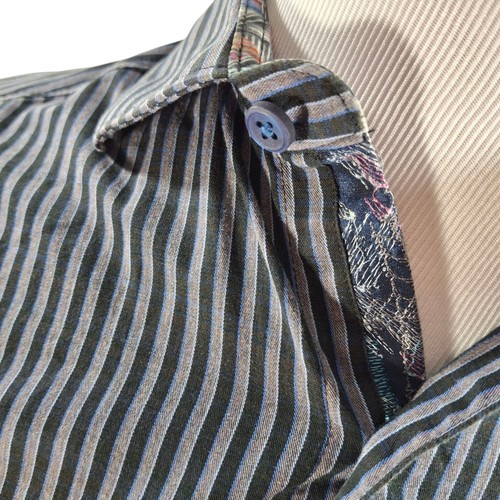 Robert Graham vestibilità classica bottoni righe manica lunga infradito polsino uomo piccolo - Foto 10 di 13