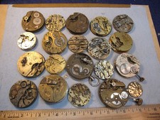 Lot of 20 vintage pocket watch movements for parts or