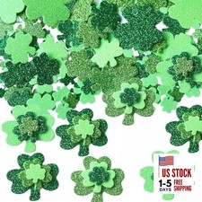 240 Pcs St. Patrick's Day Glitter Shamrock Foam Stickers Green Clover Foam