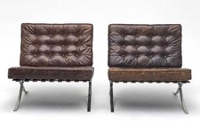 Set Of Two MCM Pair of Heathrow Vintage Brown Leather Lounge Cigar Chairs