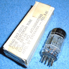 1 NOS Sylvania JAN 5814A aka 12AU7A Vacuum Tube Vintage 3-Mica Audio Twin Triode