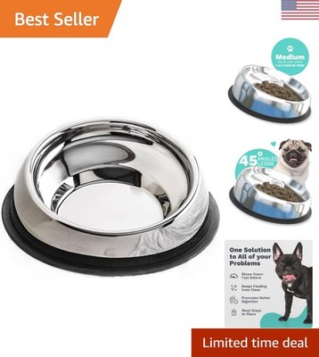 Durable No-Spill Slanted Dog Bowl   Ideal for Flat-Faced Breeds   Medium Size