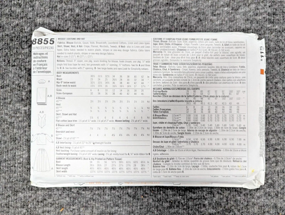 Simplicity 8855 Pattern Scottish Lass Tartan Dress Gown 6 8 10 12 HH Halloween - Image 2 of 3