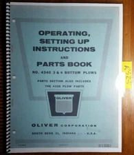 Oliver 4340 3 4 Bottom Plow Owner's Operator's & Setting Up & Parts Book Manual