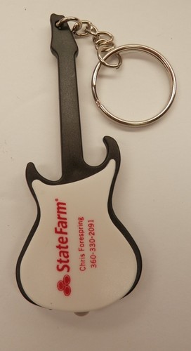State Farm Insurance Guitar Flashlight 3.5" Promo Keychain Key Ring - 第 1/2 張圖片